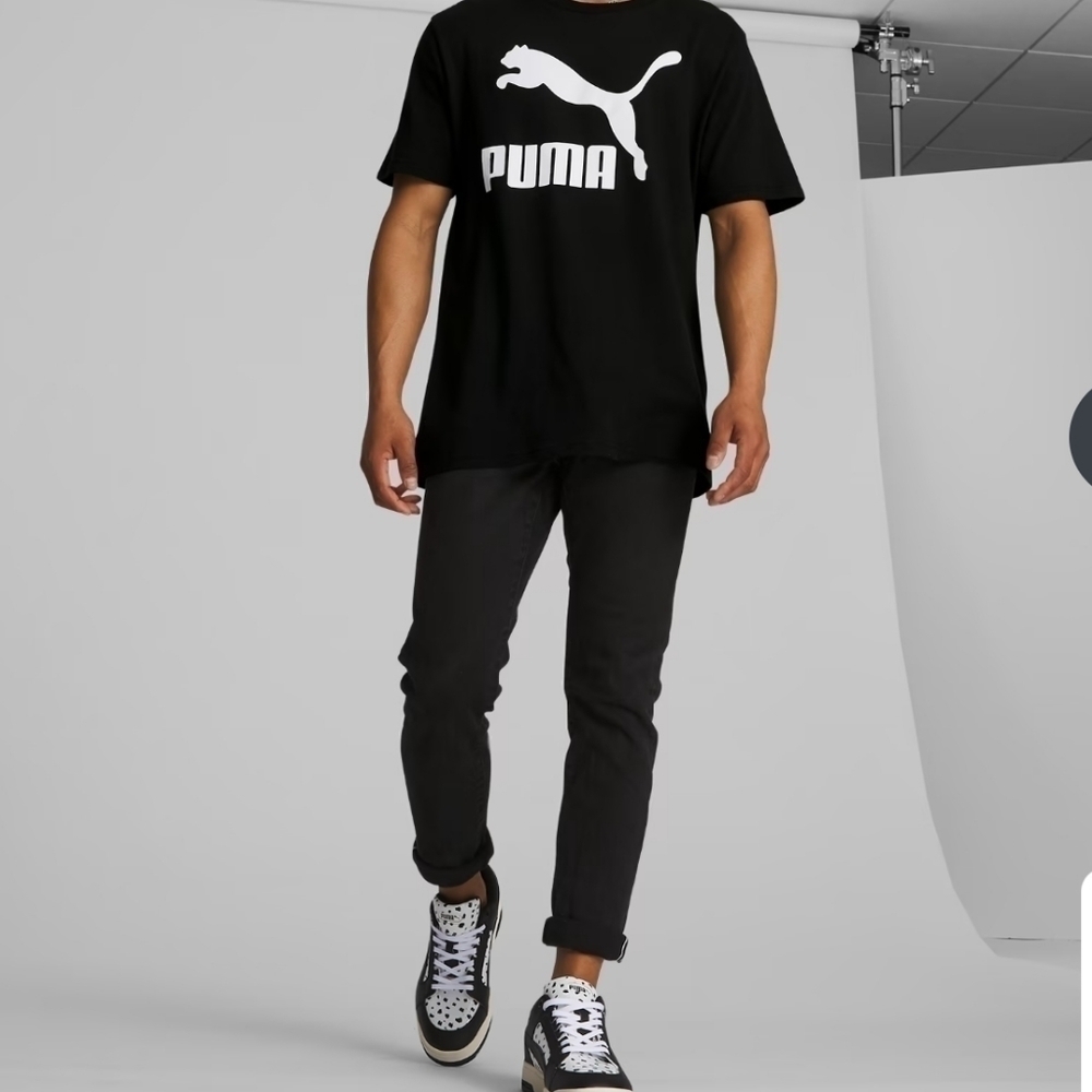 Puma Men's Classic Black Logo Short Sleeve Shirt